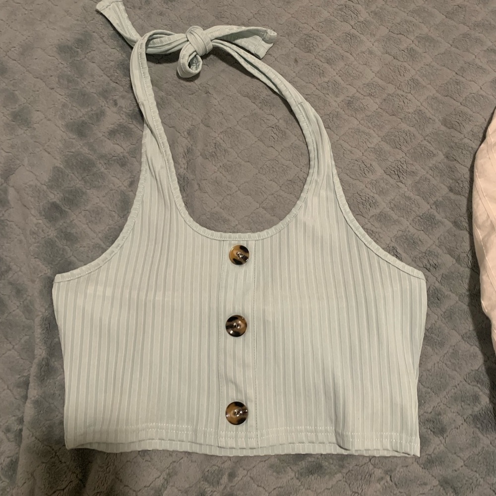 mint green crop top